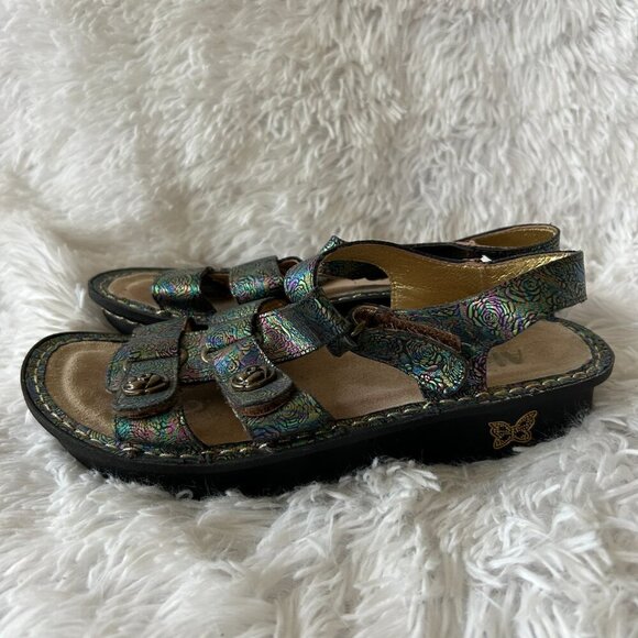 Alegria Kleo Abalone Rose Sandals Womens Size 38 Leather Colorful Rose Design - Picture 3 of 4